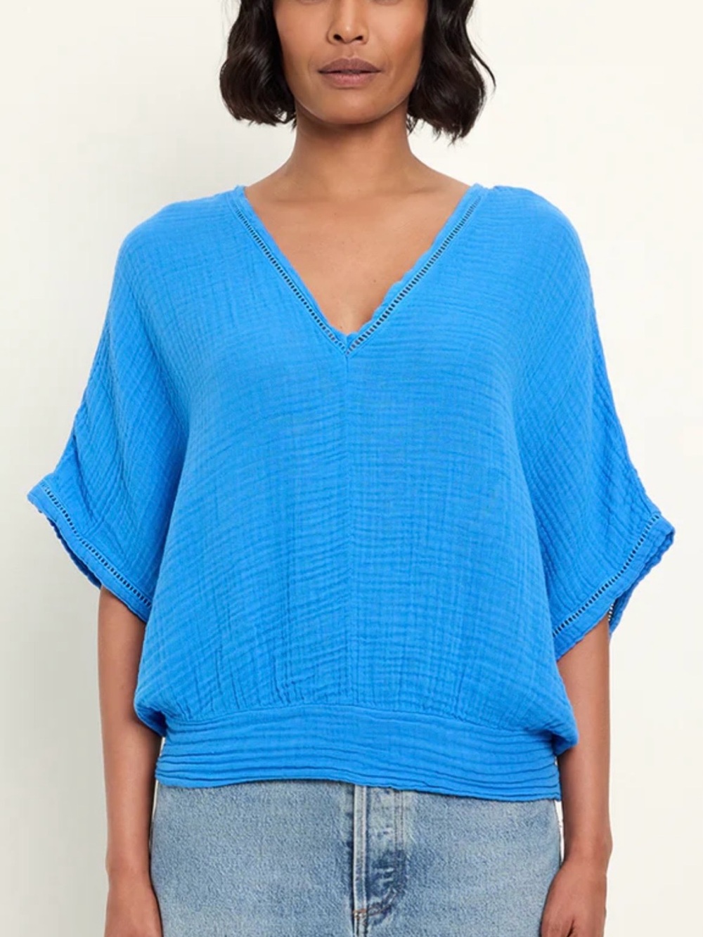 Michael Stars Imani Dolman Sleeve Gauze Blue Top- NWOT